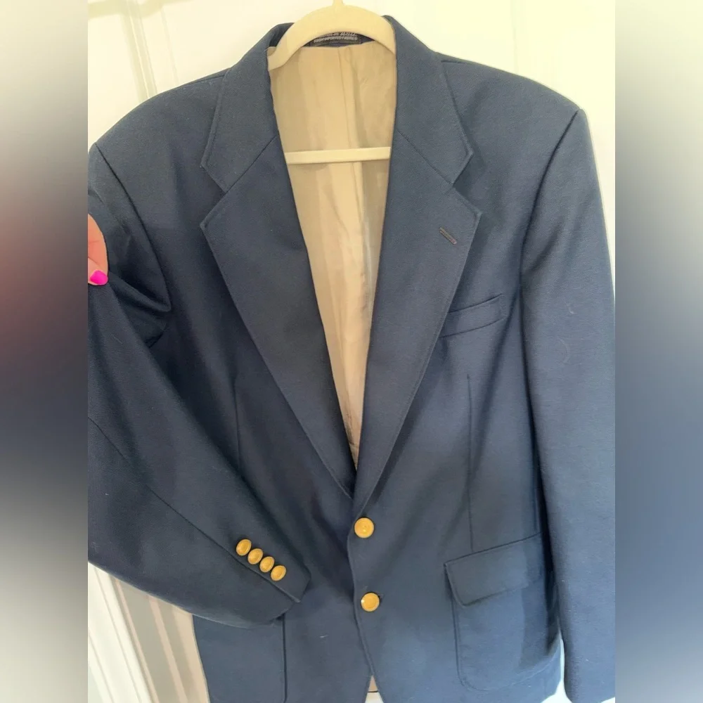 Savile Row Men's Navy Blue Blazer with Gold Buttons size 40L - Picture 4 of 16